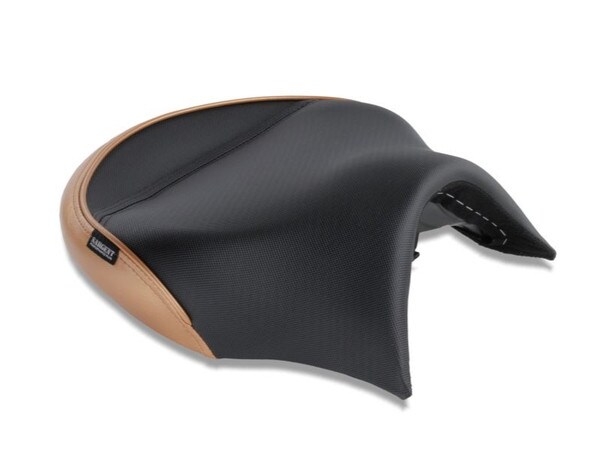 World Sport Performance Plus Motorcycle Seat for the Can-Am Ryker with Copper Color Accents.
